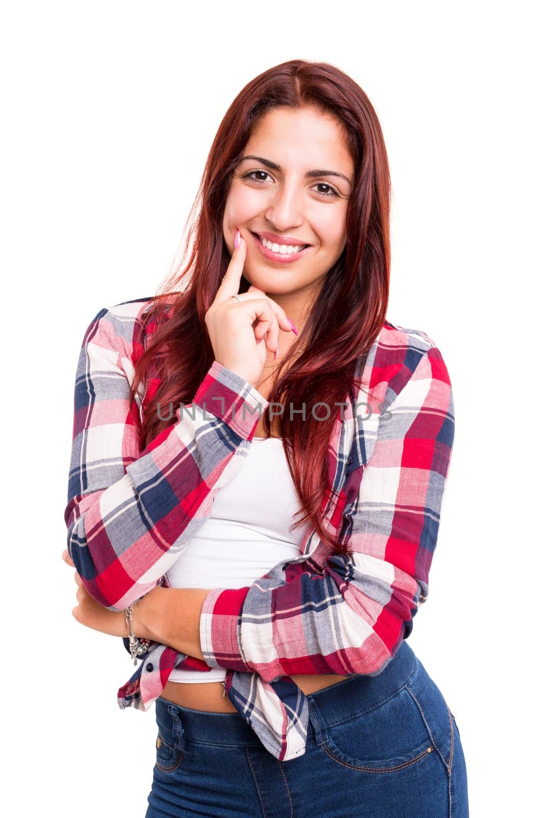 Studio shot of a beautiful young casual woman