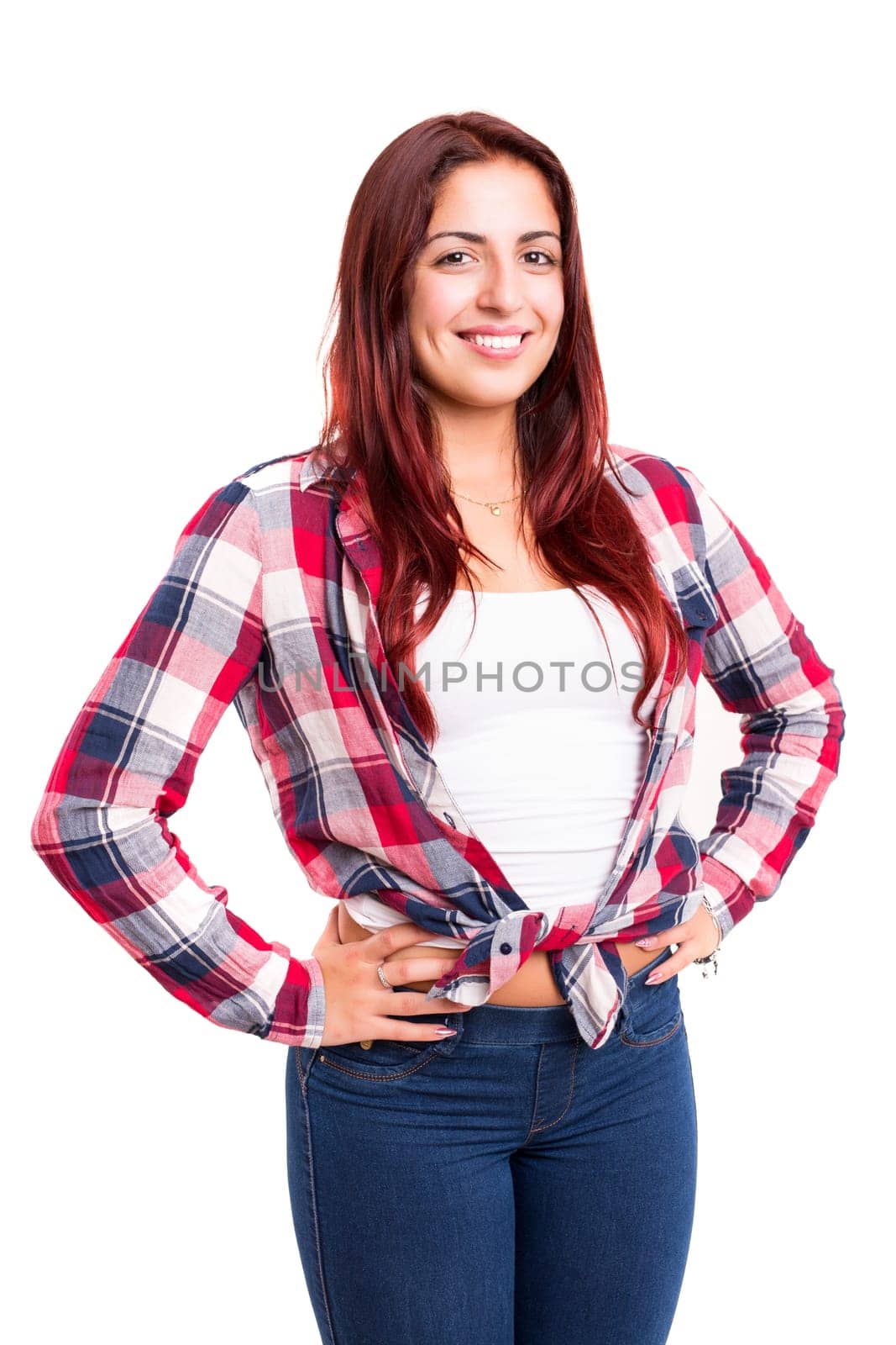 Studio shot of a beautiful young casual woman