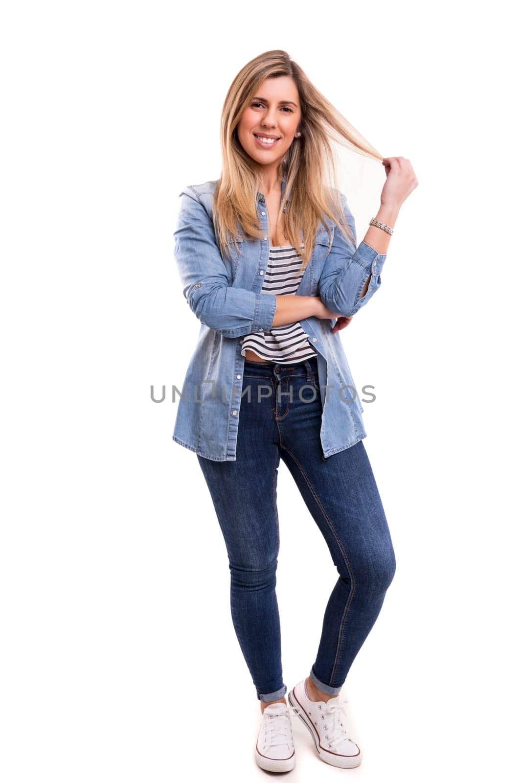 Studio shot of a beautiful young casual woman