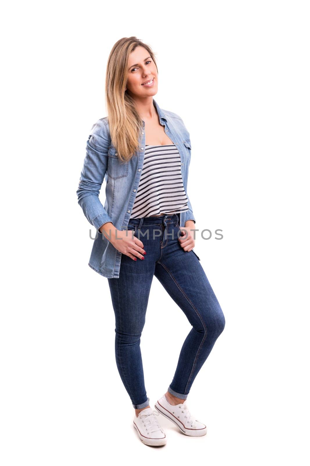Studio shot of a beautiful young casual woman