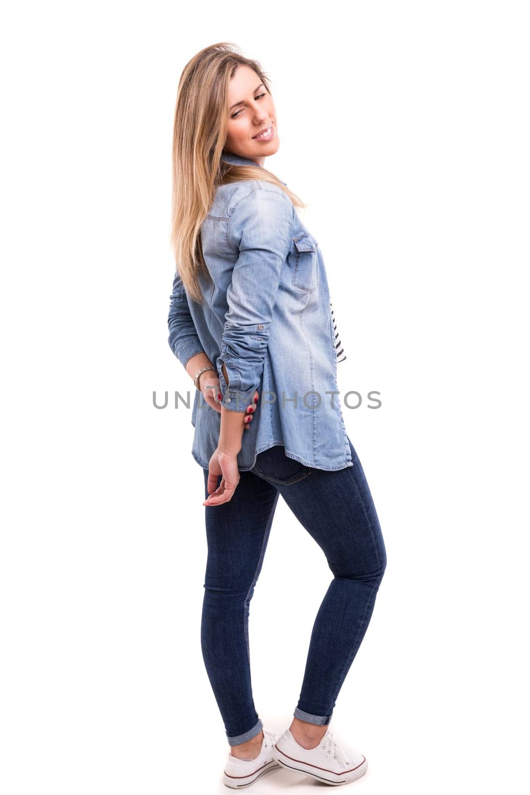 Studio shot of a beautiful young casual woman