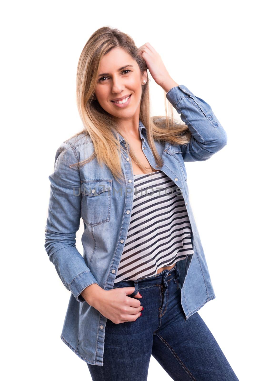 Studio shot of a beautiful young casual woman