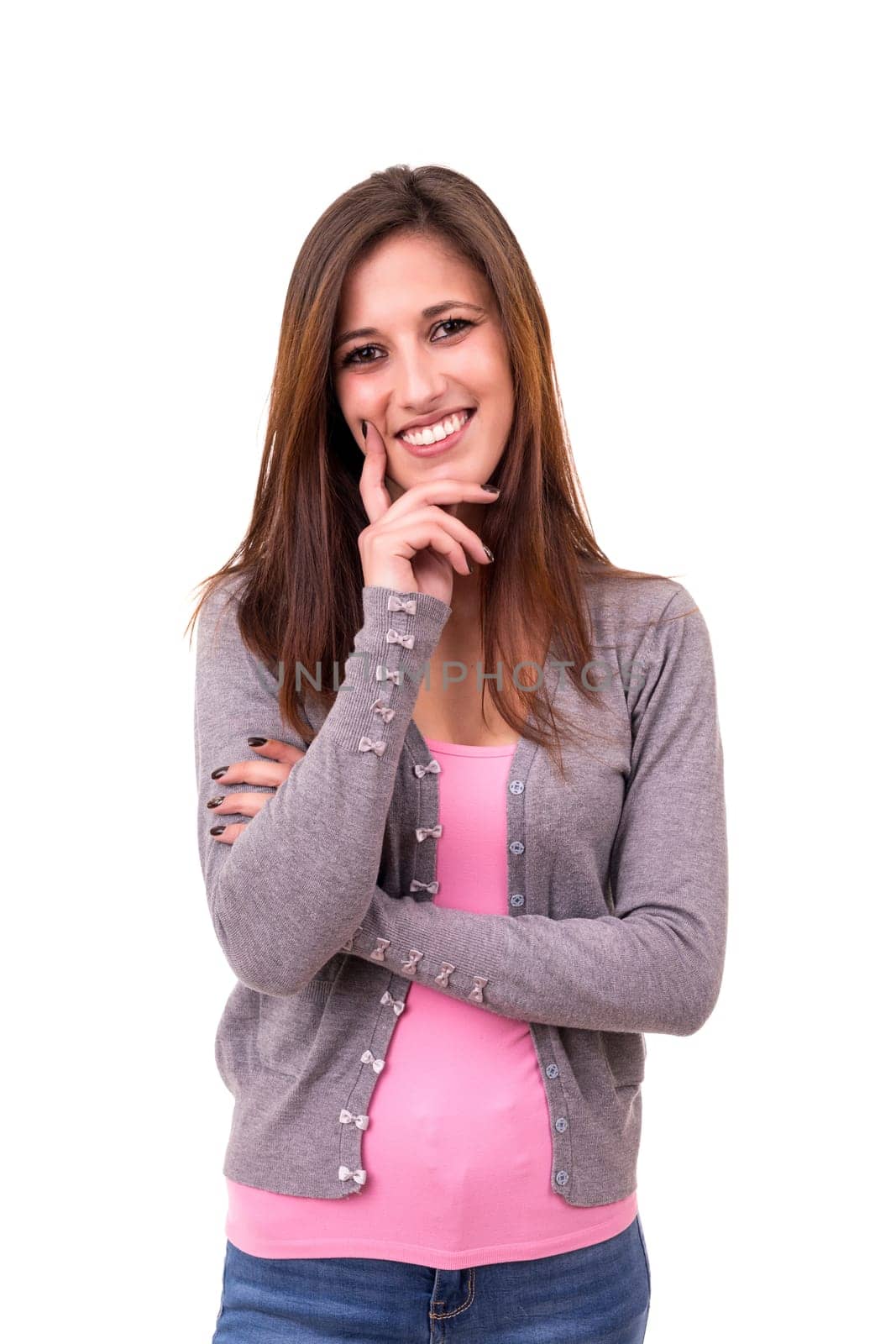 Studio shot of a beautiful young casual woman