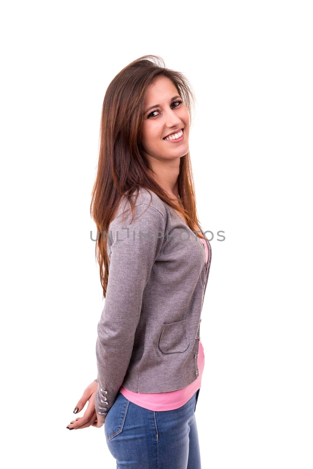 Studio shot of a beautiful young casual woman