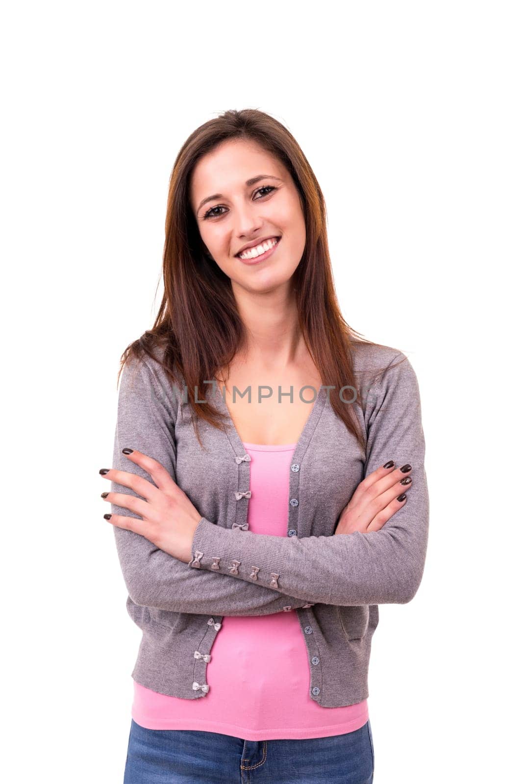 Studio shot of a beautiful young casual woman