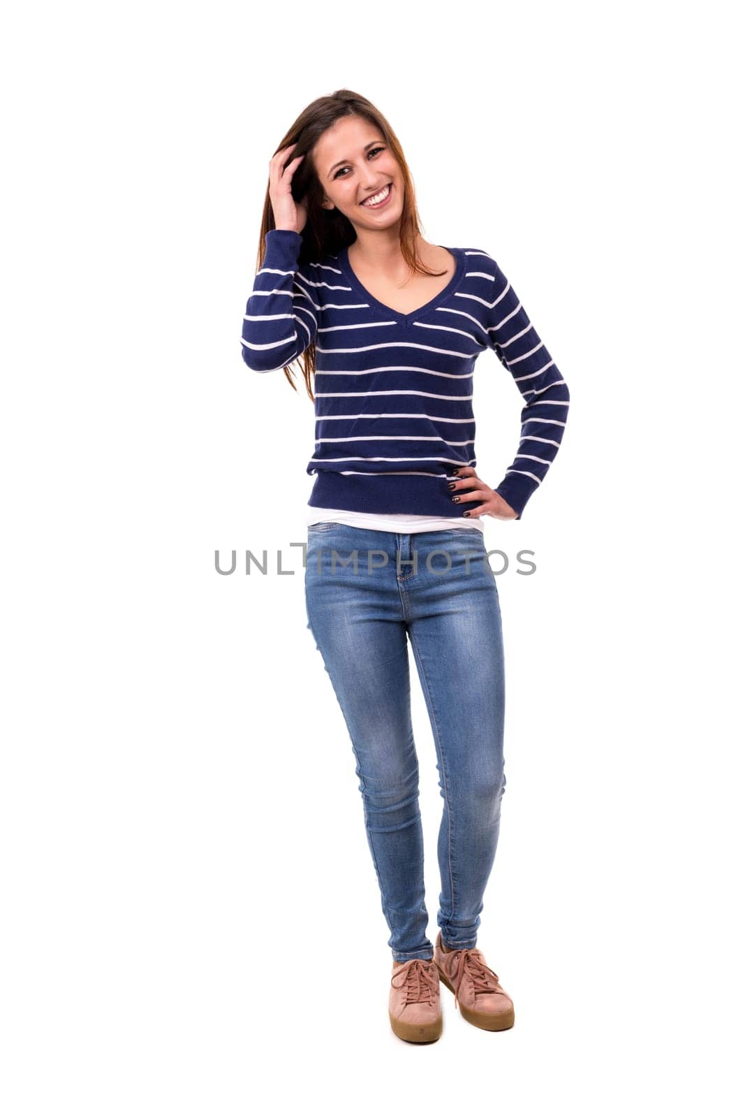 Studio shot of a beautiful young casual woman