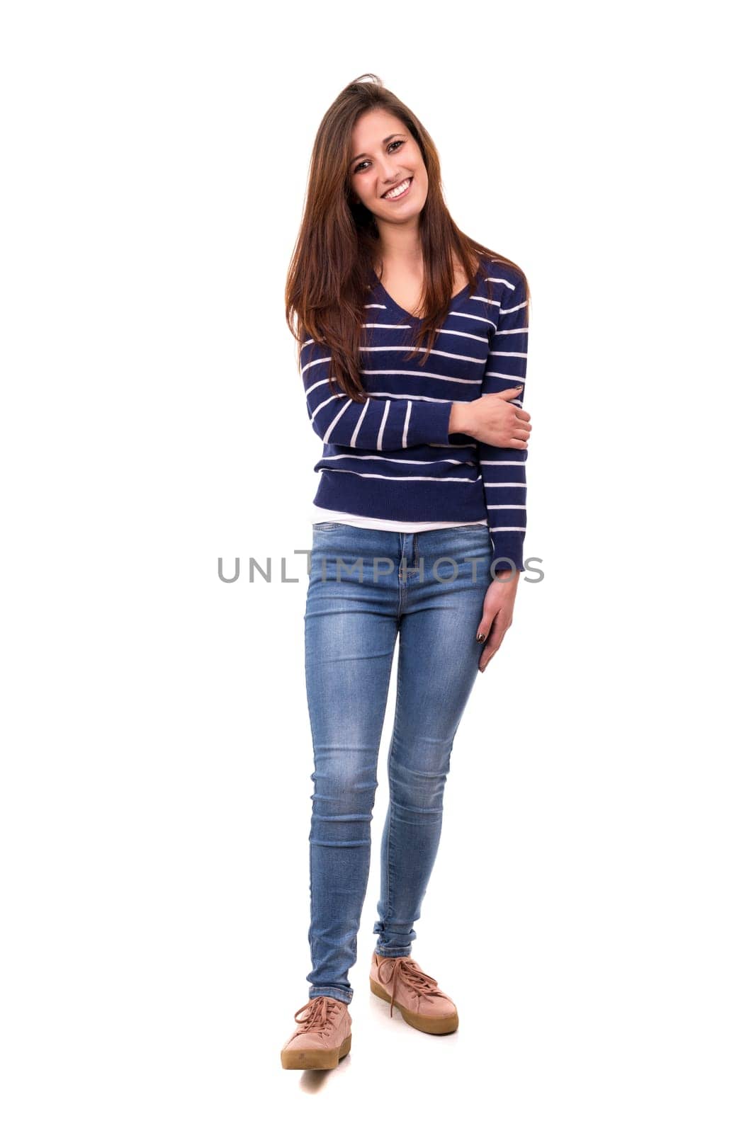 Studio shot of a beautiful young casual woman
