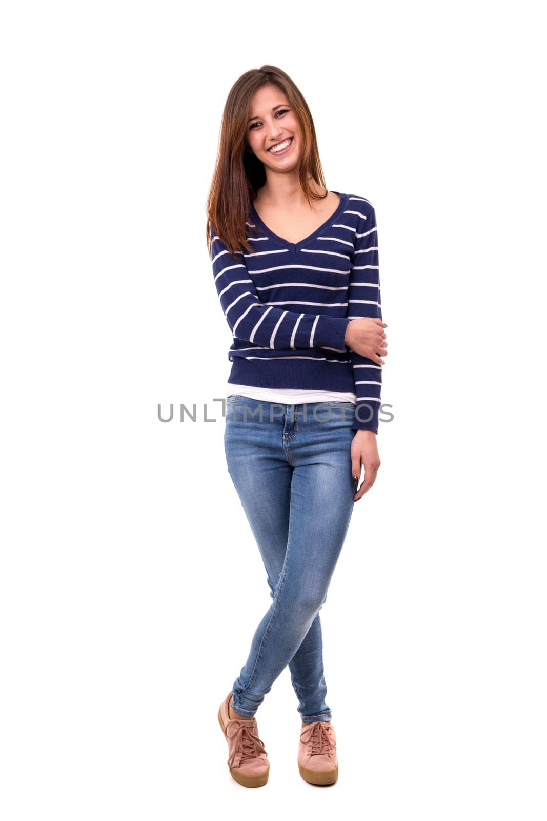 Studio shot of a beautiful young casual woman