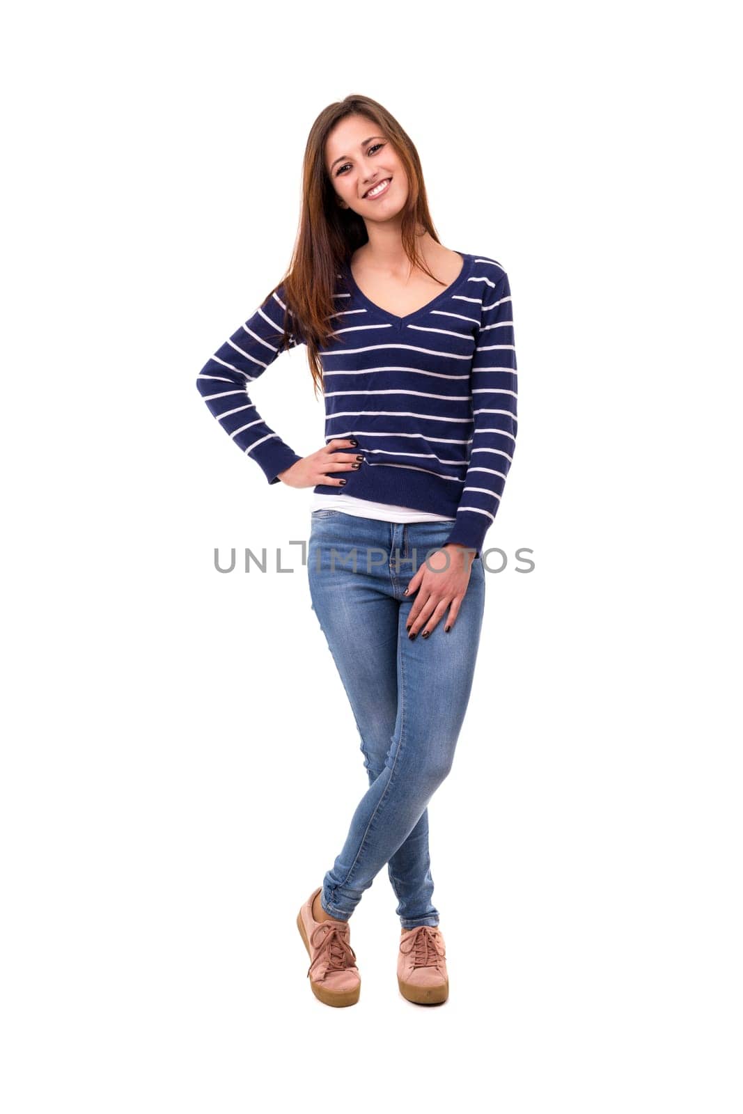 Studio shot of a beautiful young casual woman