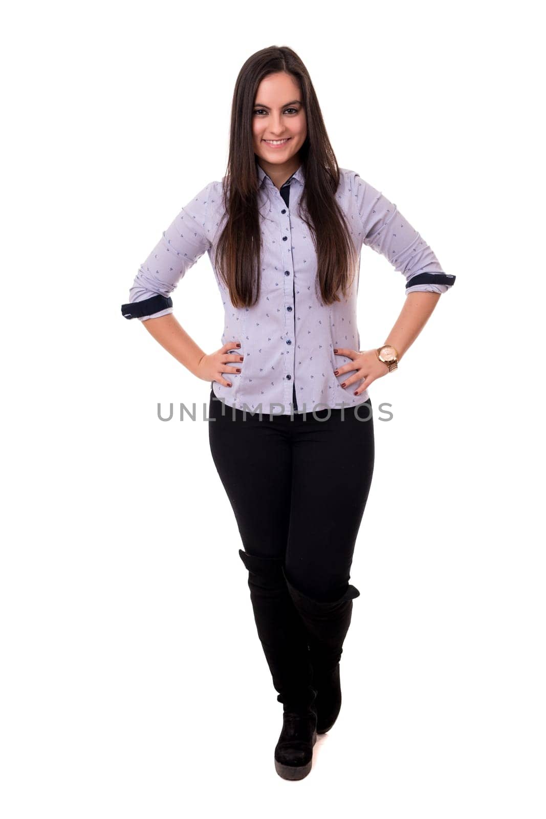 Studio shot of a beautiful young casual woman