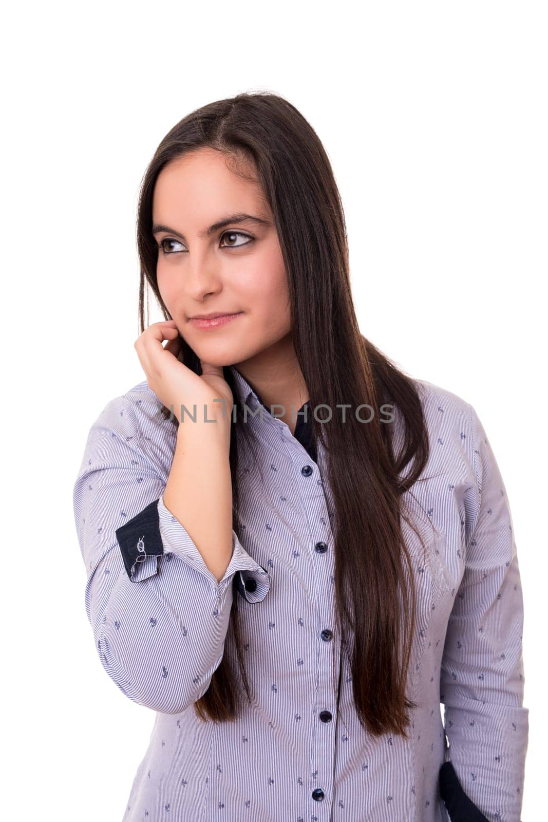 Studio shot of a beautiful young casual woman