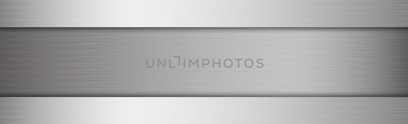 Texture panorama of silver metal with reflection - background