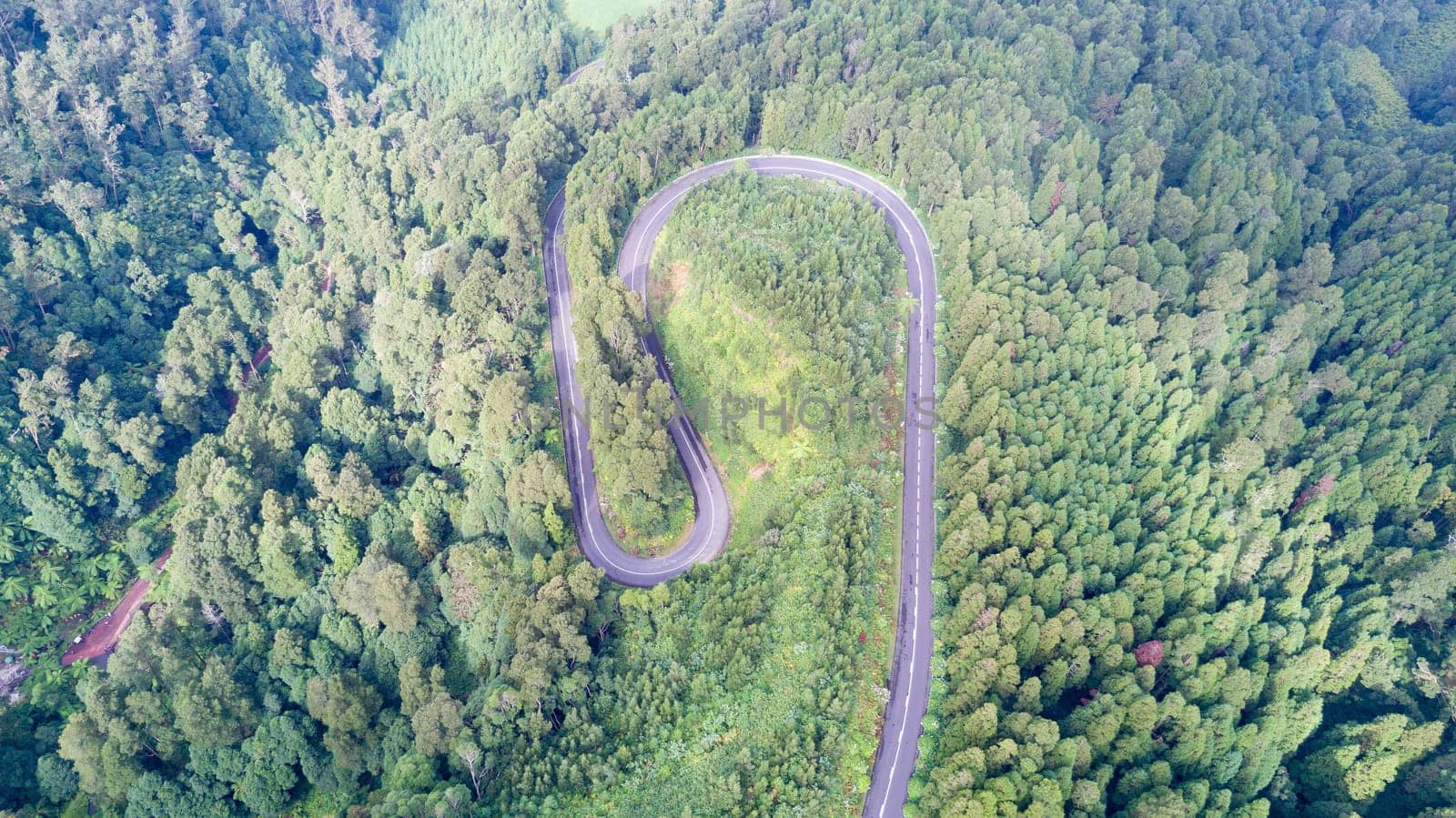 Empty roads in the countryside on the island of Saint Michael (Sao Miguel) in the Azores, Portugal