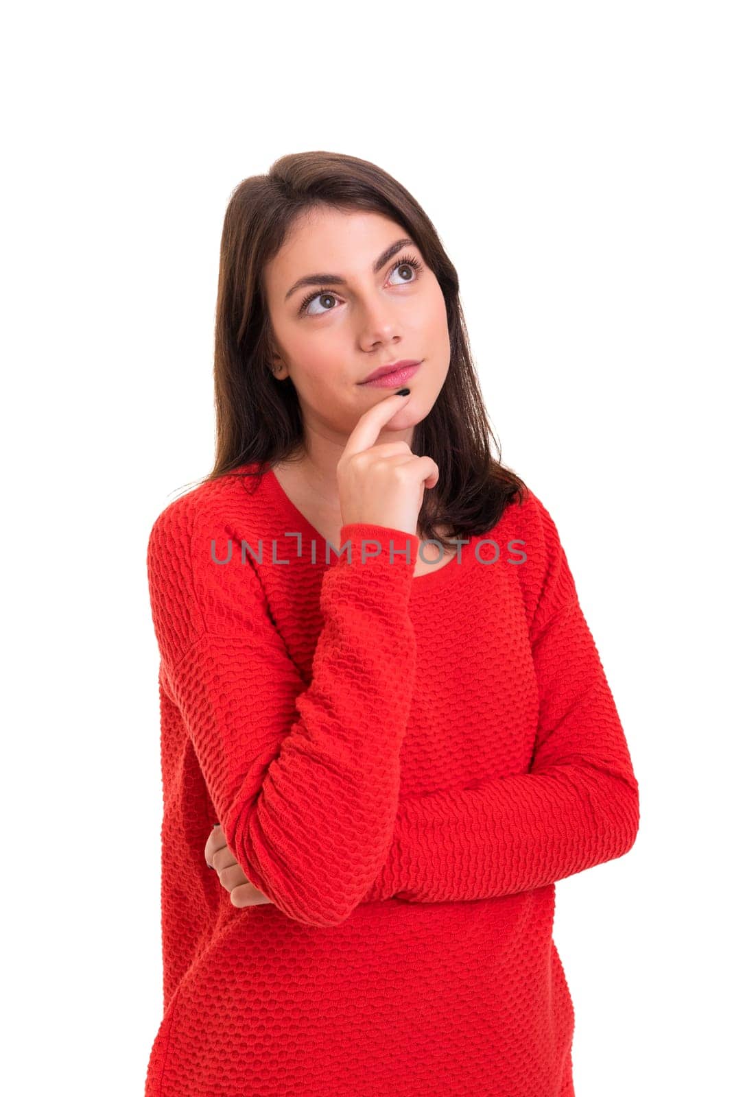 Studio shot: Young woman having a great idea