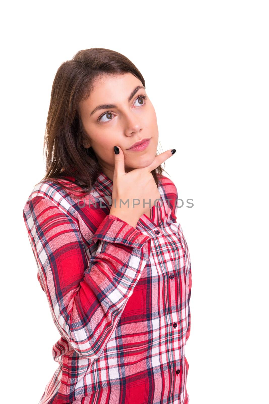 Studio shot: Young woman having a great idea