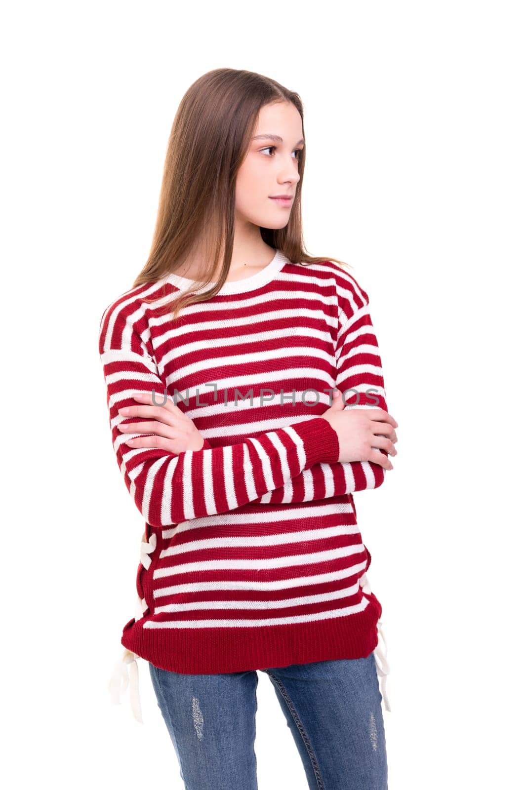 Studio shot of a beautiful young casual woman