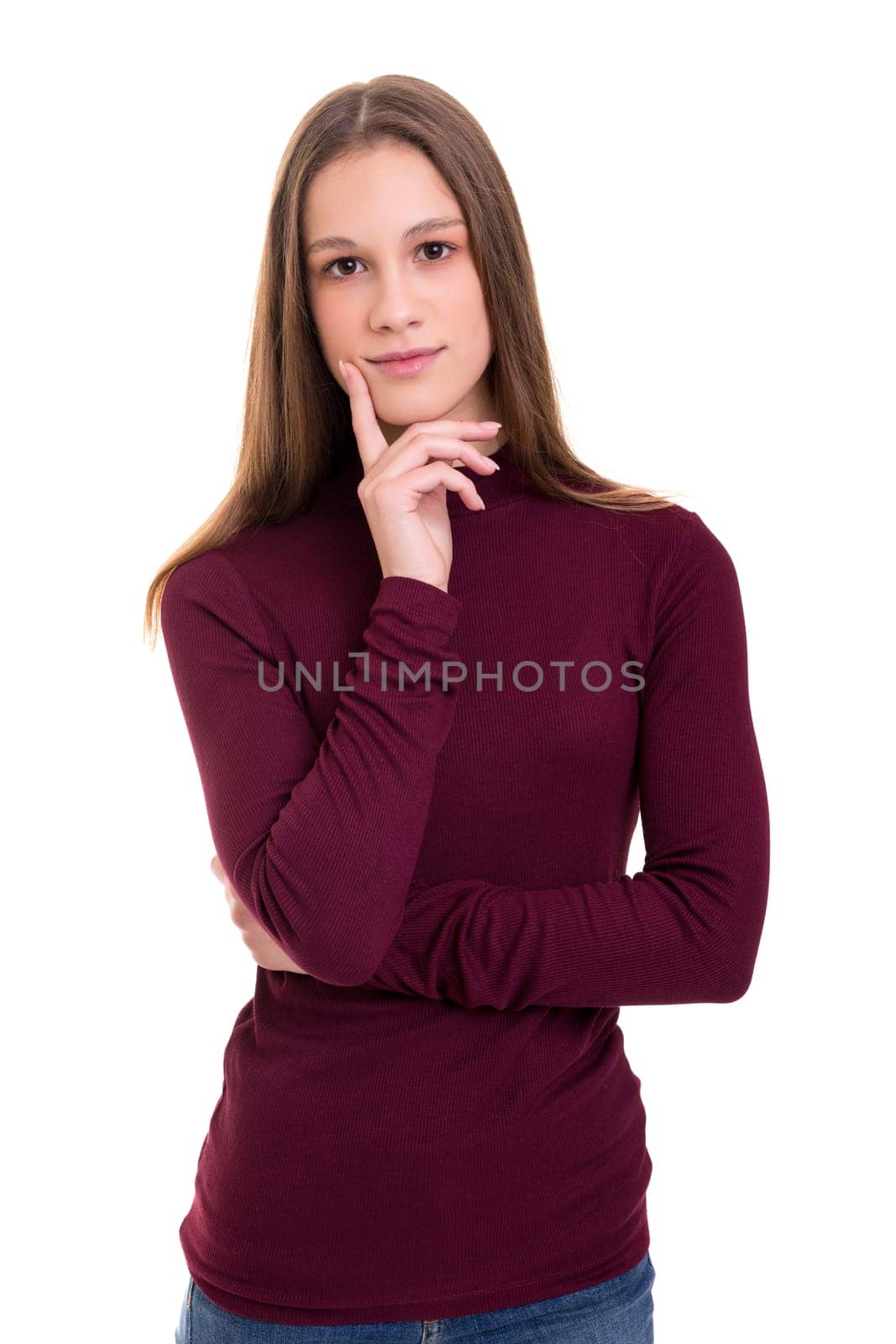Studio shot of a beautiful young casual woman
