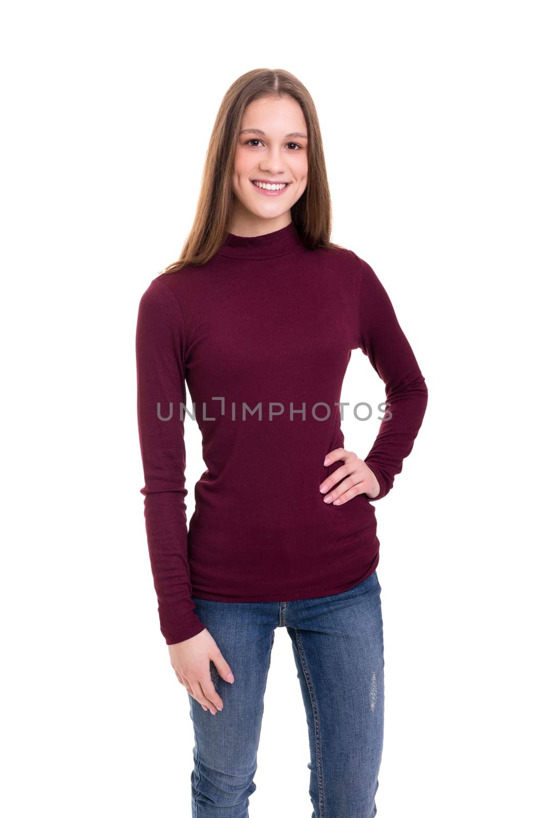 Studio shot of a beautiful young casual woman