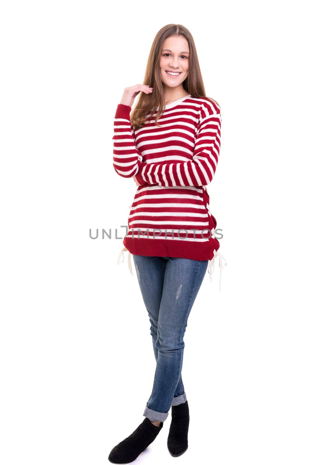 Studio shot of a beautiful young casual woman