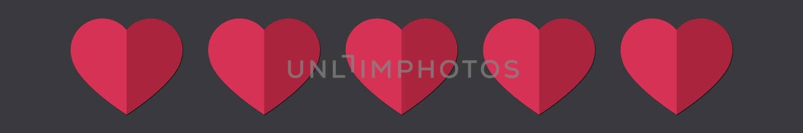 Abstract festive red heart on black and gray background - Vector illustration