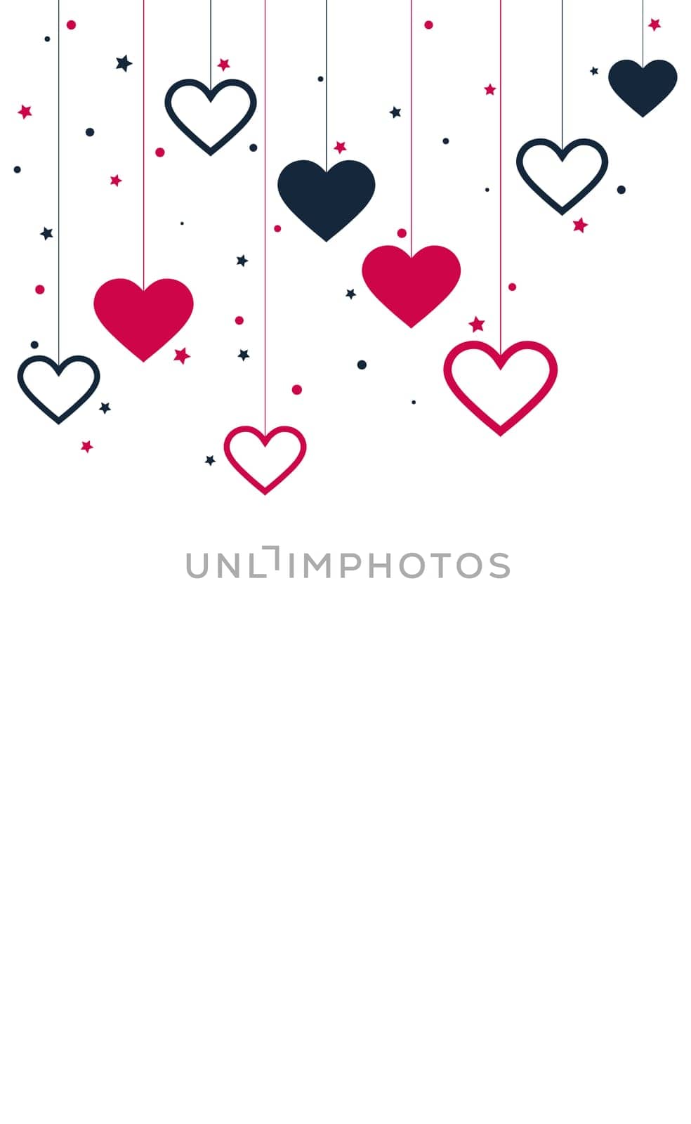 Red and blue festive hearts on white background - Vector illustration