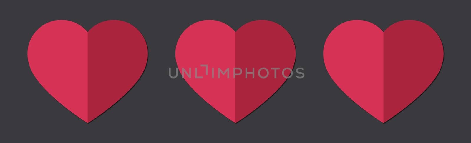 Abstract festive red heart on black and gray background - Vector illustration