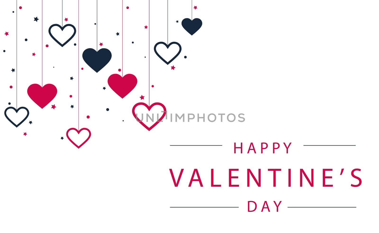 Red and blue festive hearts on a white background with congratulations - Vector illustration