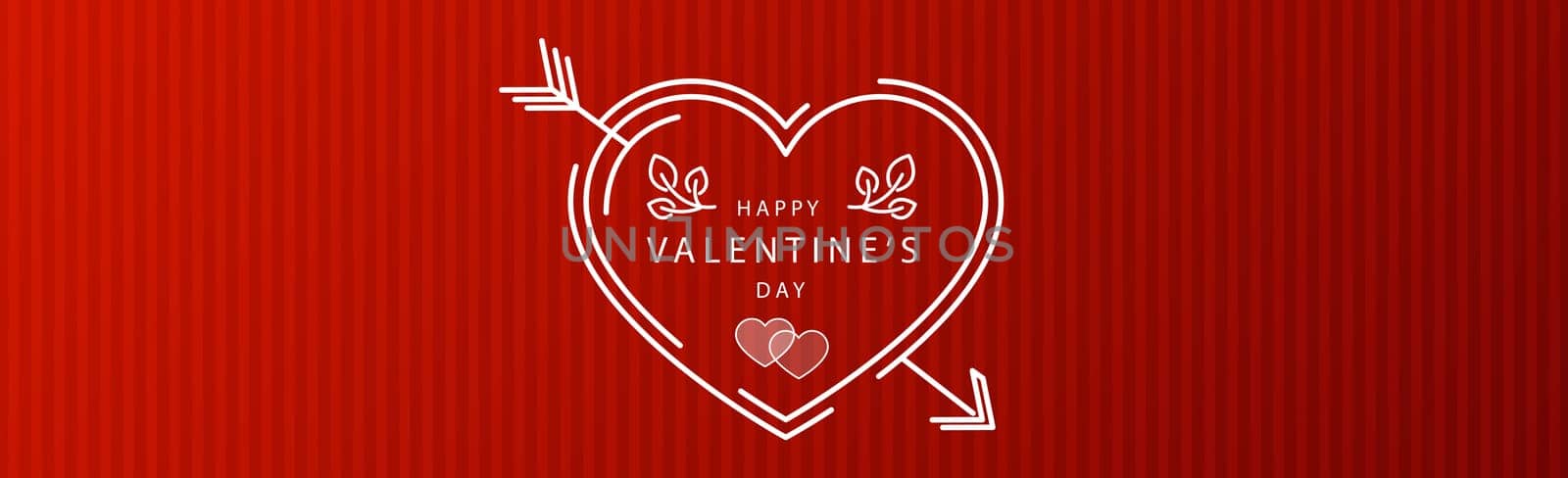 Abstract festive red heart on red striped background - Vector illustration