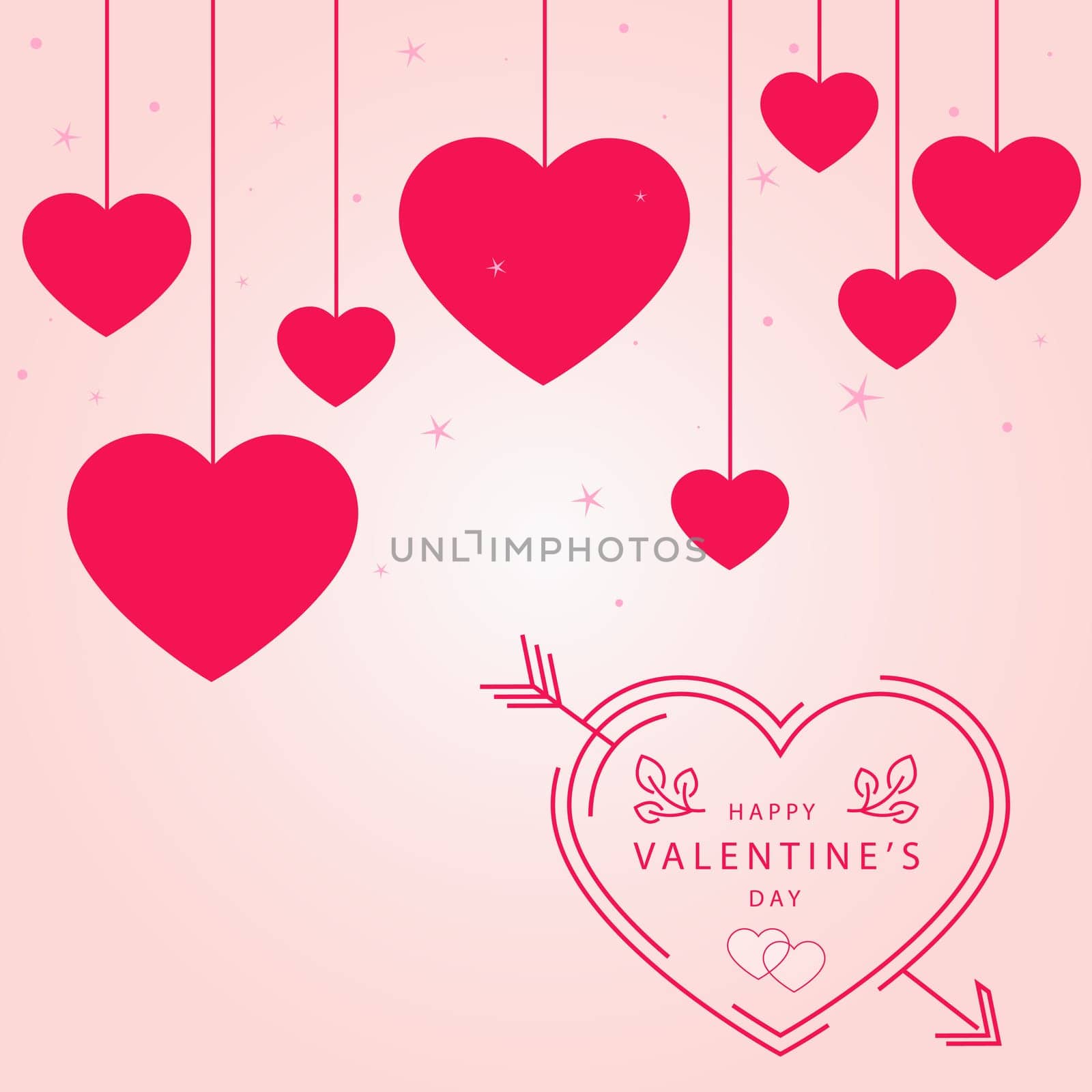 Abstract festive red hearts on light background - Vector illustration