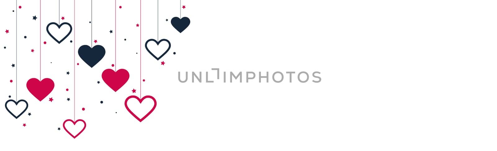 Red and blue festive hearts on white background - Vector illustration
