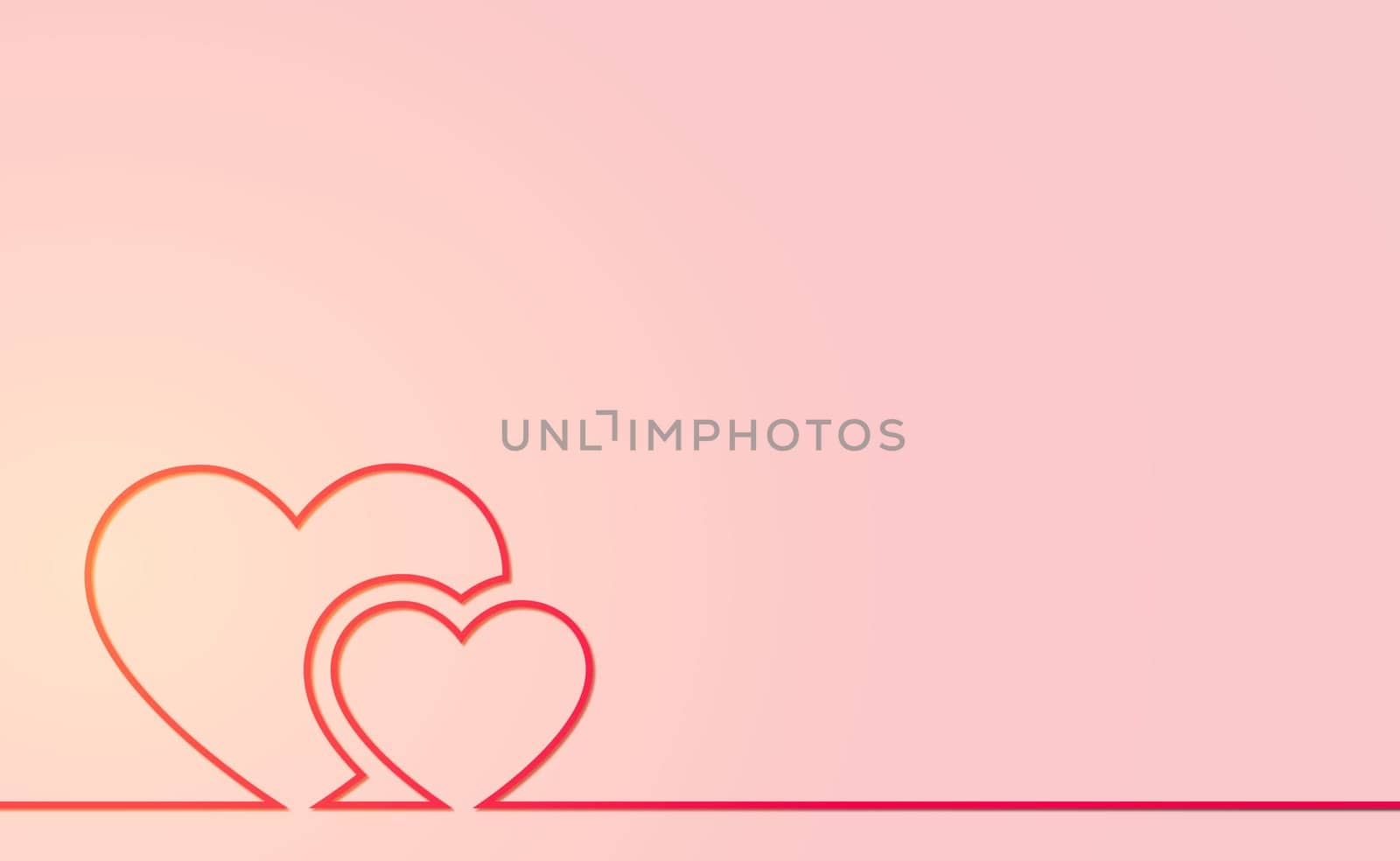 Heart from a red line on a white and yellow background - Vector illustration