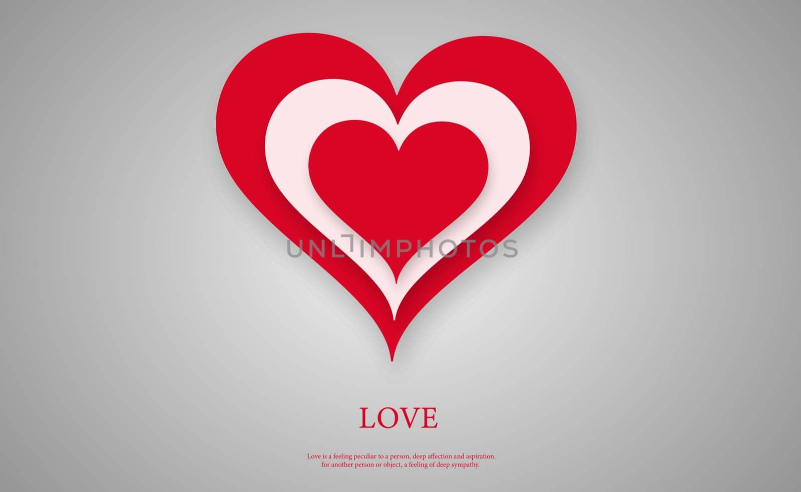 Abstract festive red heart on gray background - Vector illustration