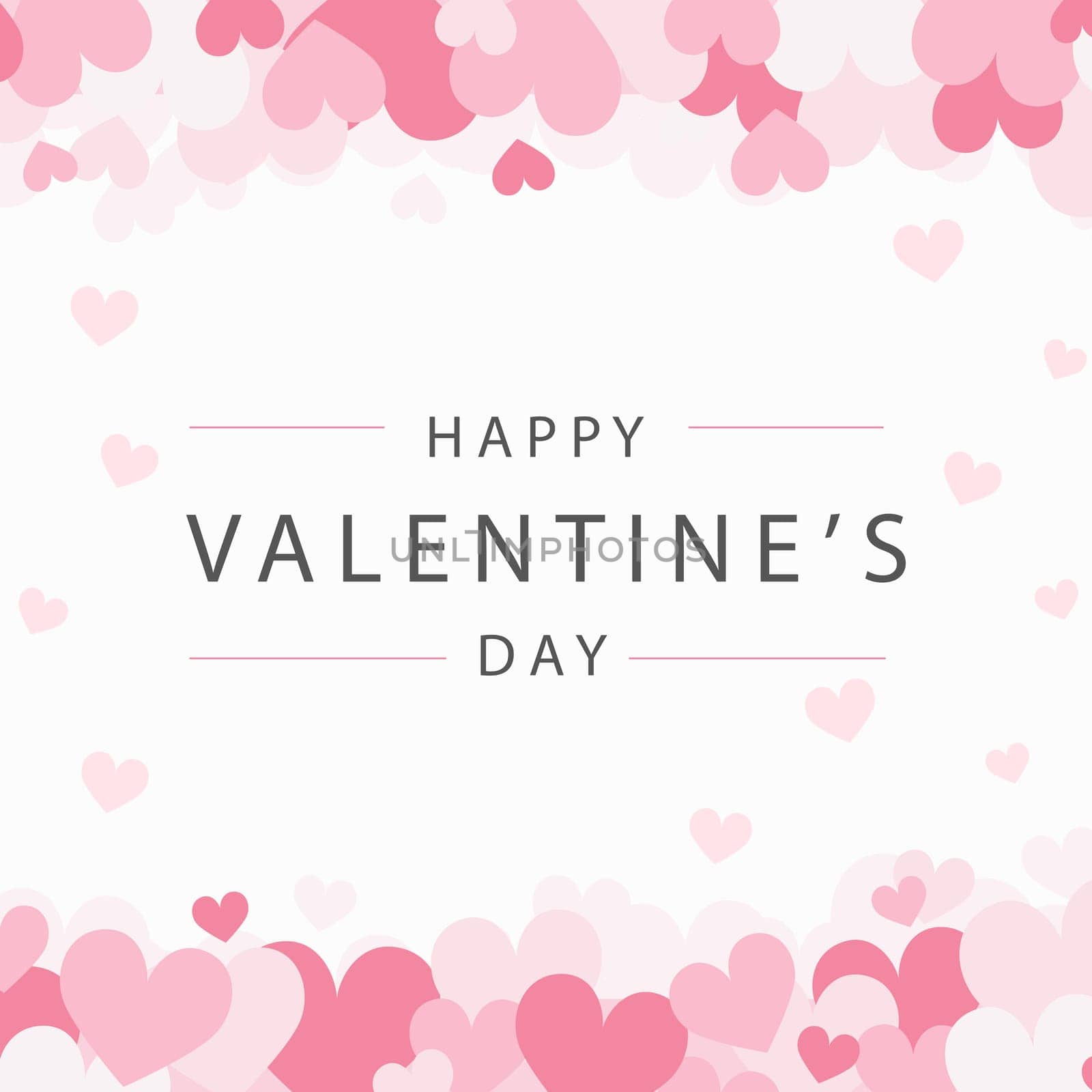 Set of festive red and pink hearts with congratulations - Vector illustration