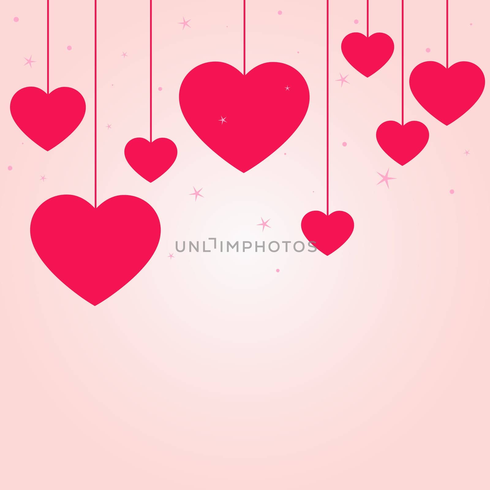 Abstract festive red hearts on light background - Vector illustration
