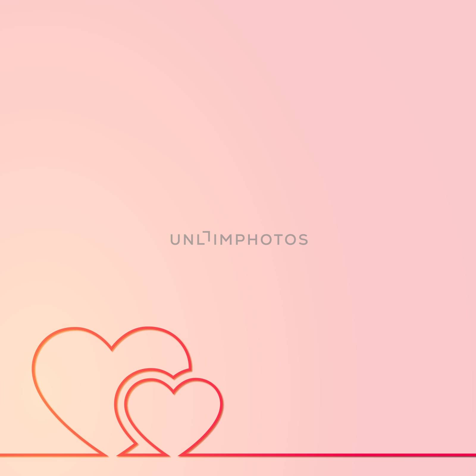 Heart from a red line on a white and yellow background - Vector illustration