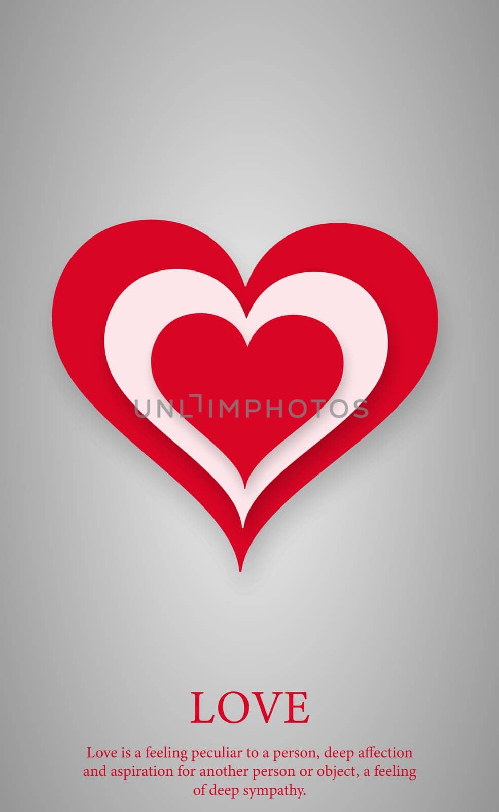 Abstract festive red heart on gray background - Vector illustration