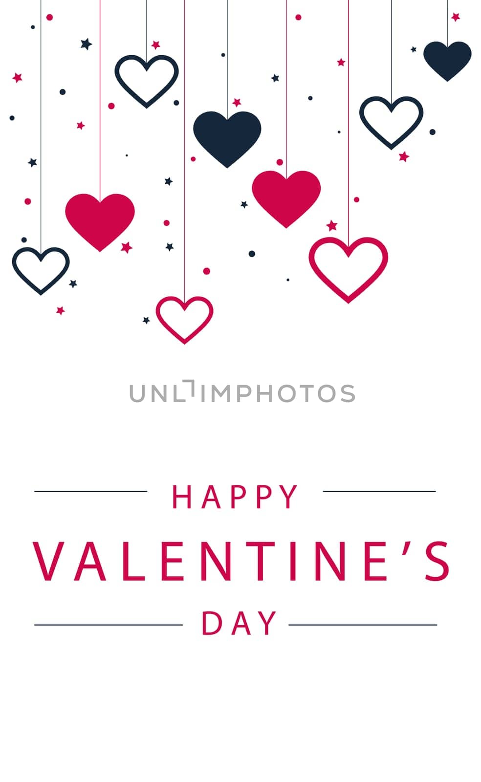Red and blue festive hearts on a white background with congratulations - Vector illustration