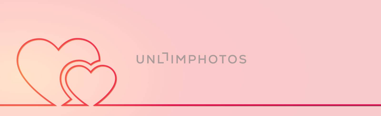 Heart from a red line on a white and yellow background - Vector illustration