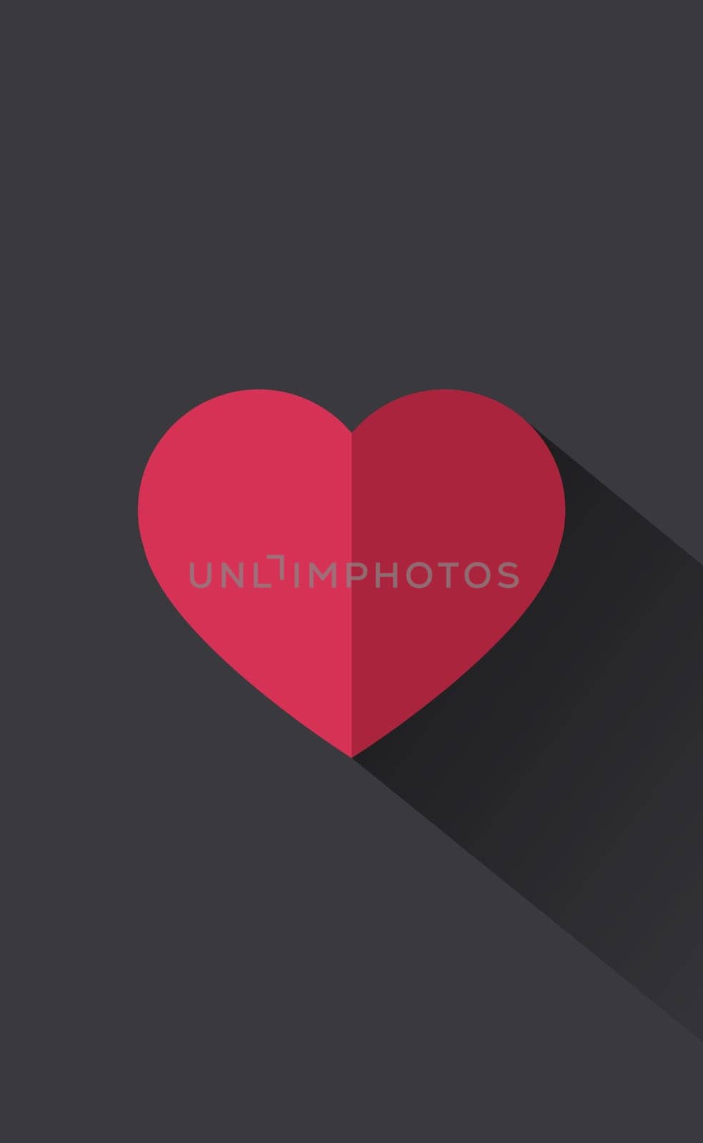 Abstract festive red heart on black and gray background - Vector illustration