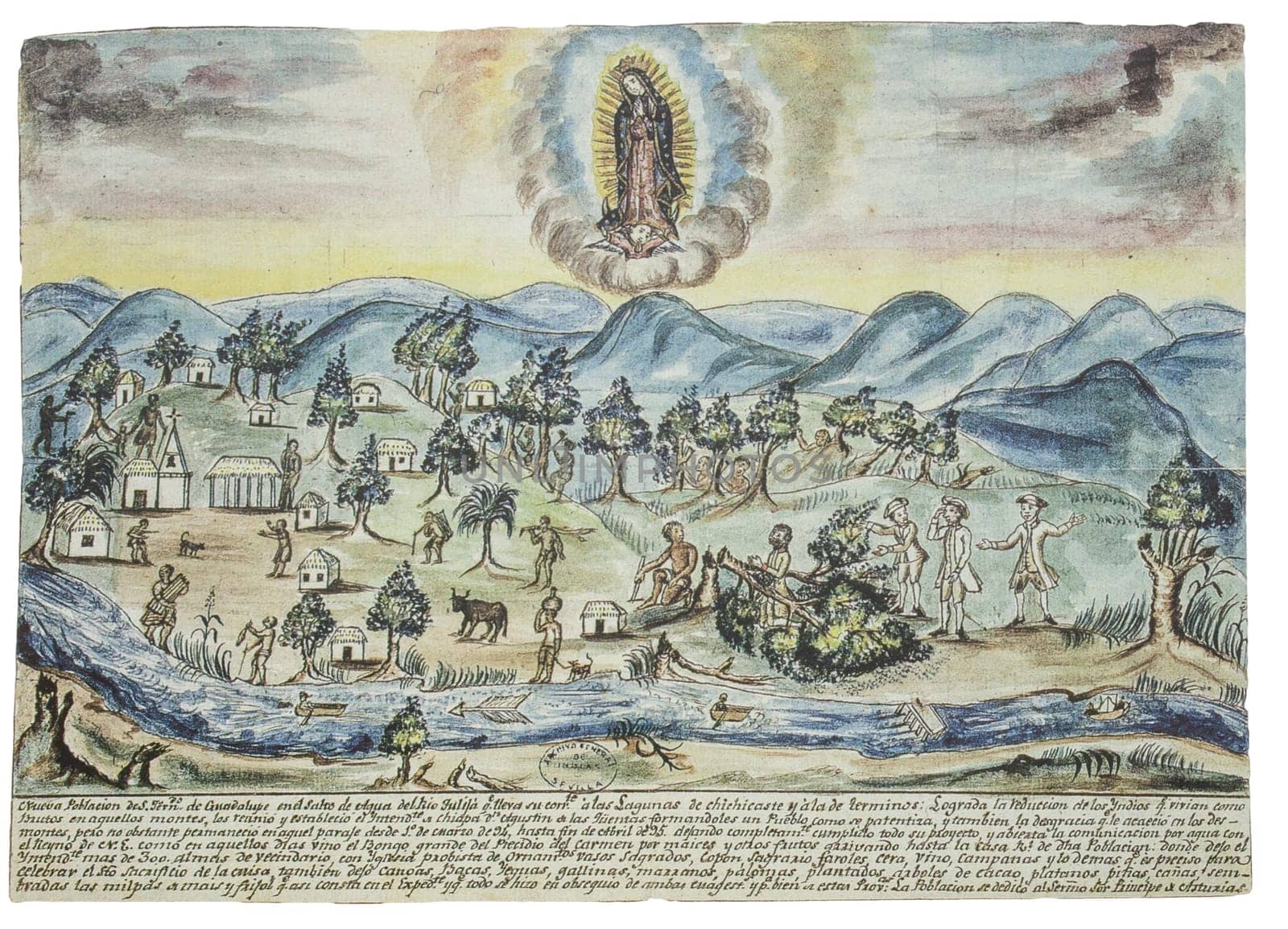 New town of San Fernando de Guadalupe in the waterfall of the Rio Tulija, in the Province of Chiapas, Mexico, 1765. Archivo de Indias, Seville, Spain