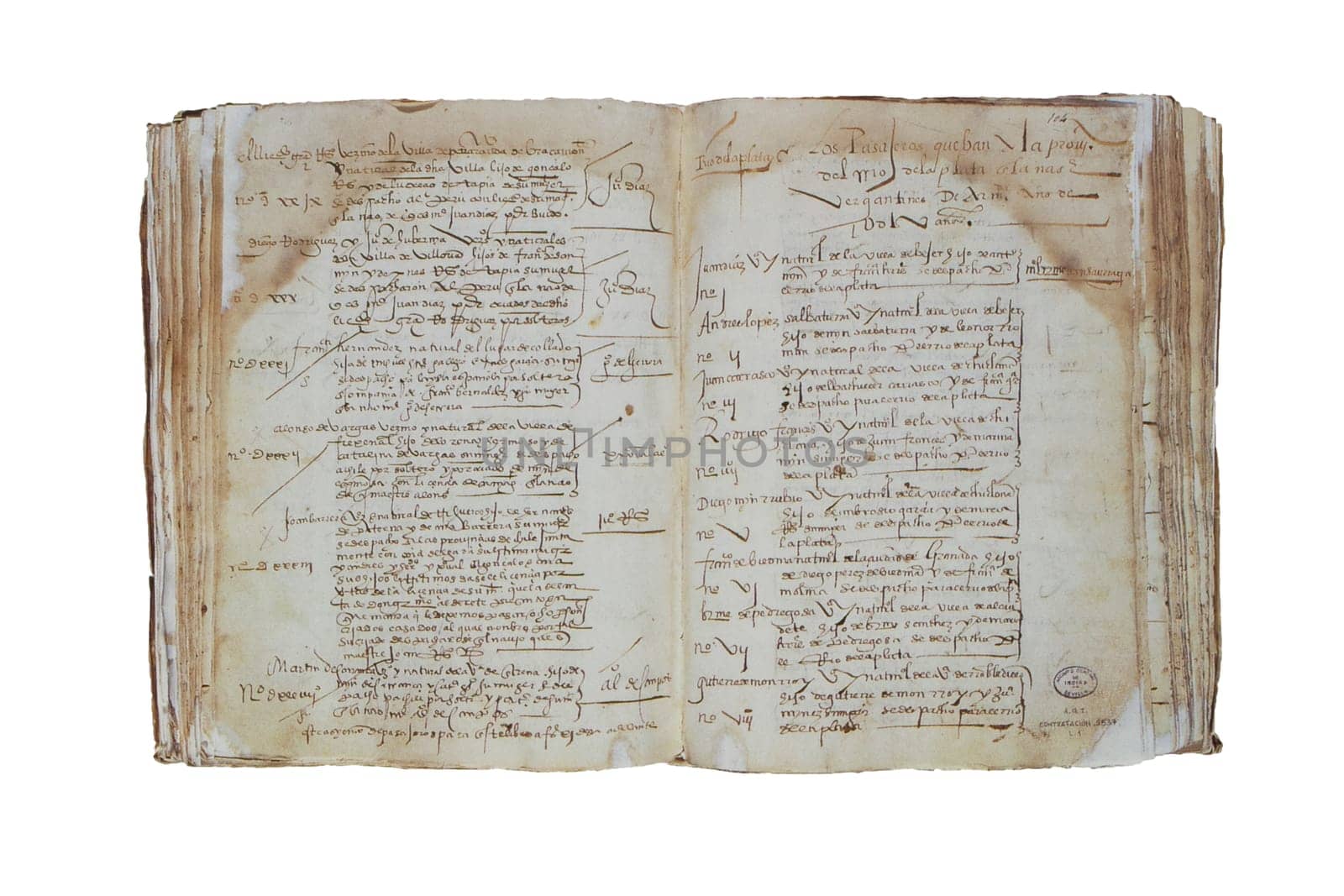 Ship passenger arrival record to Spanish America, 1553. General Archive of Indies, Seville
