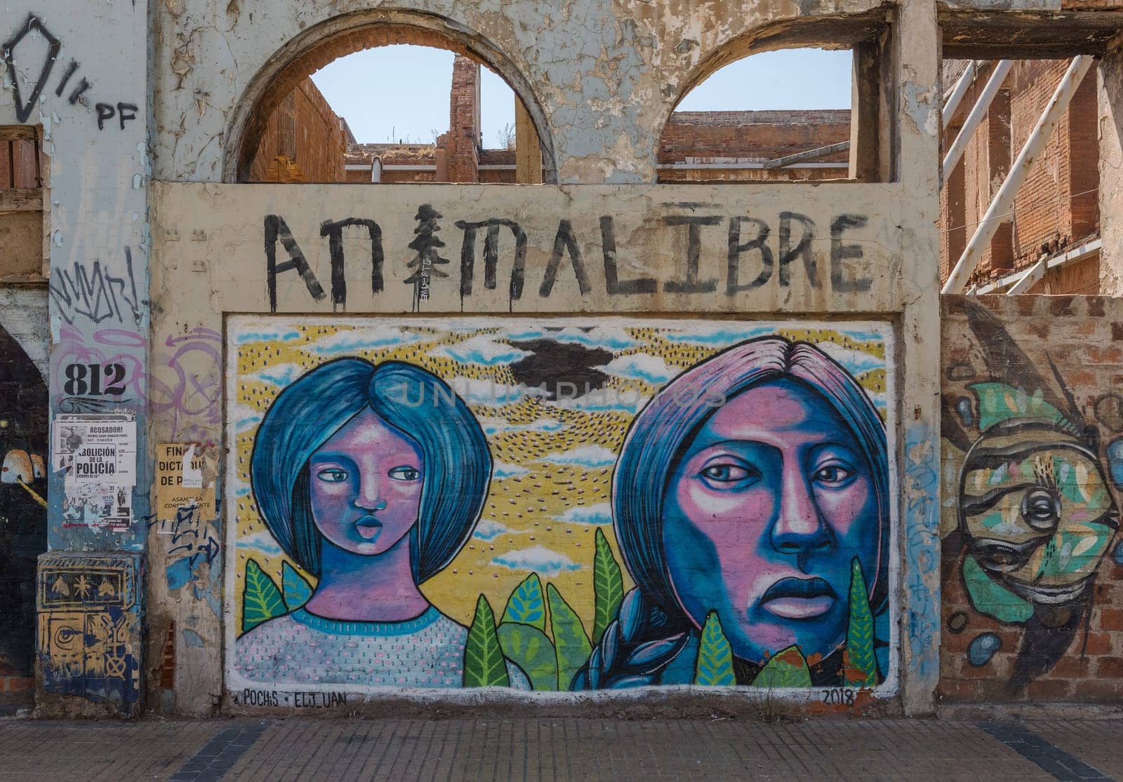 Graffiti street art on the walls and buildings of Valparaiso, Chile