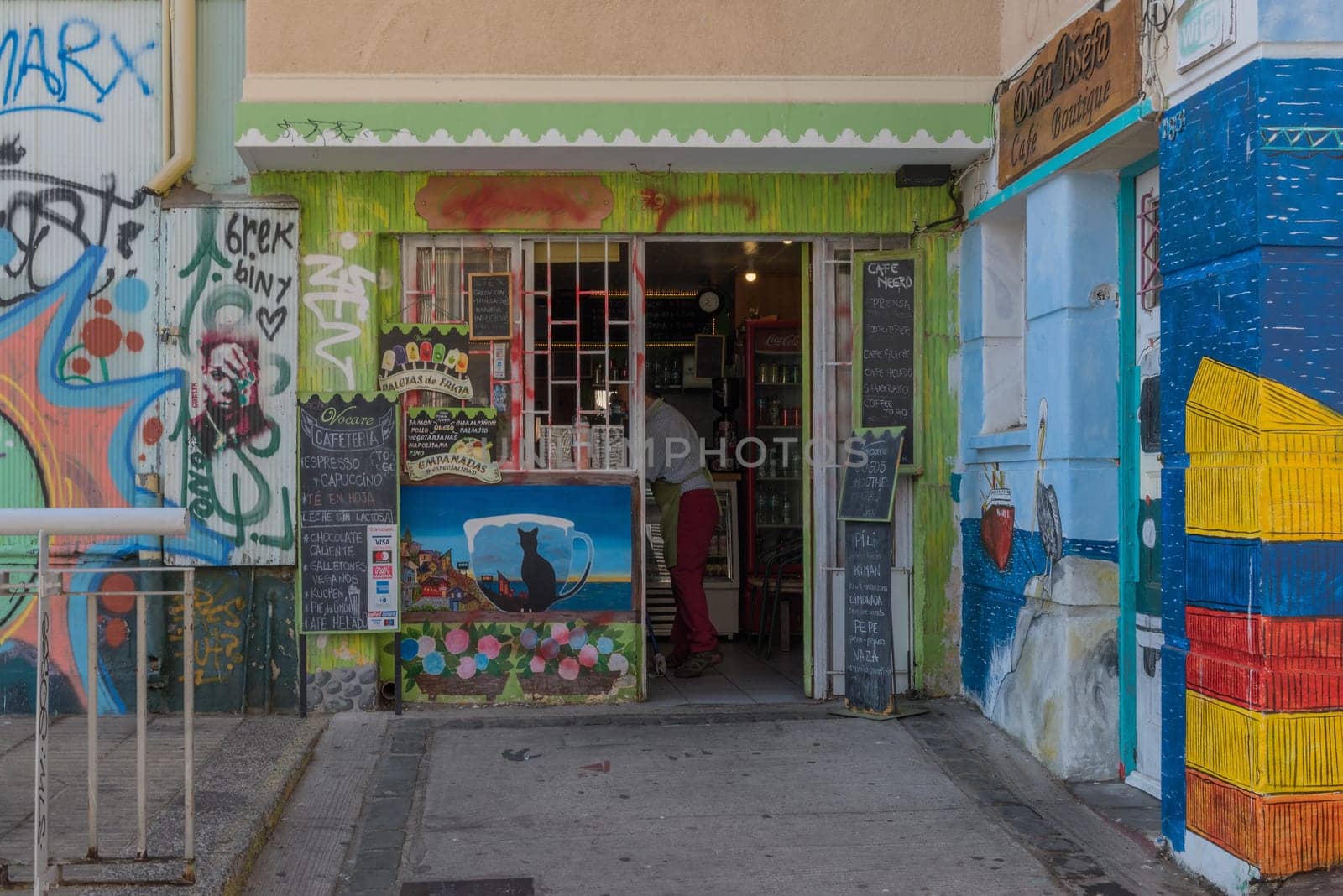Graffiti street art on the walls and buildings of Valparaiso, Chile