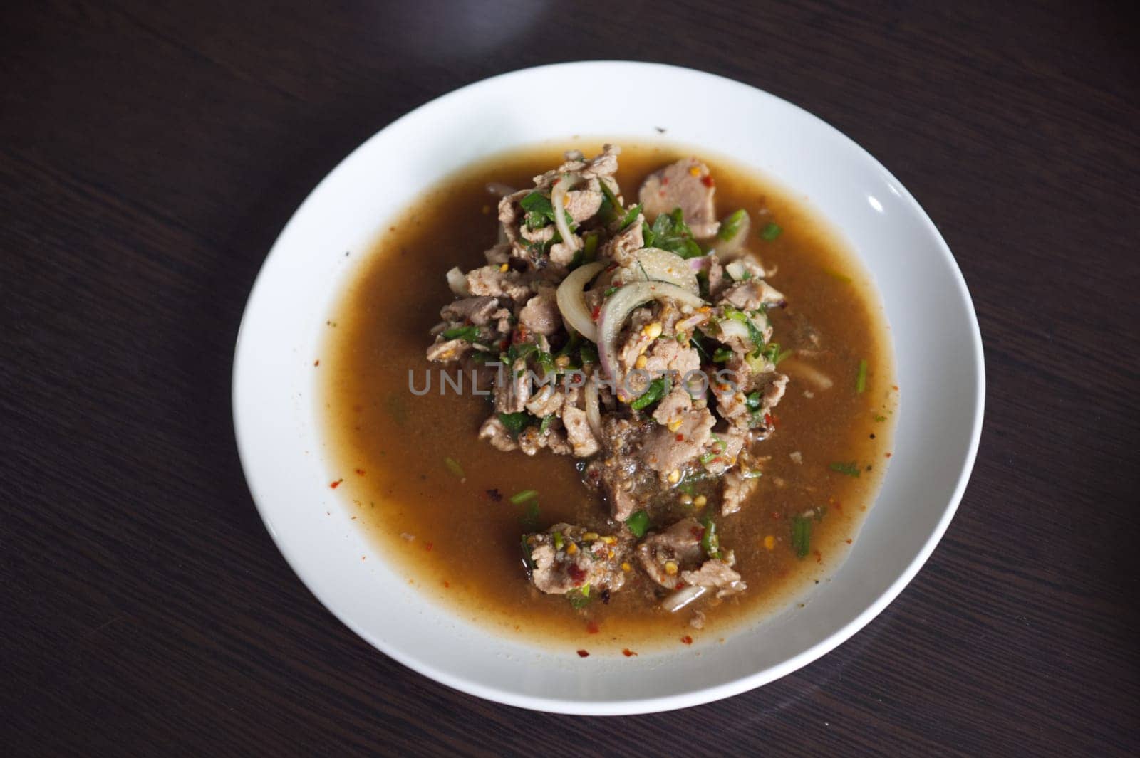 Thai Spicy minced beef meat or Larb Beef