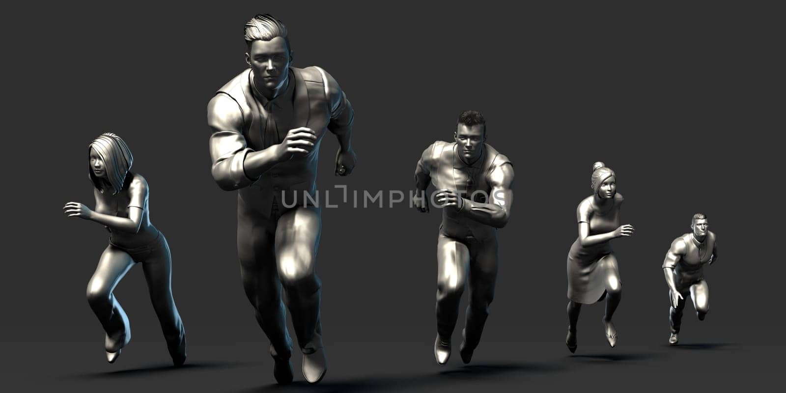 Empowered Business Team of People Running Together