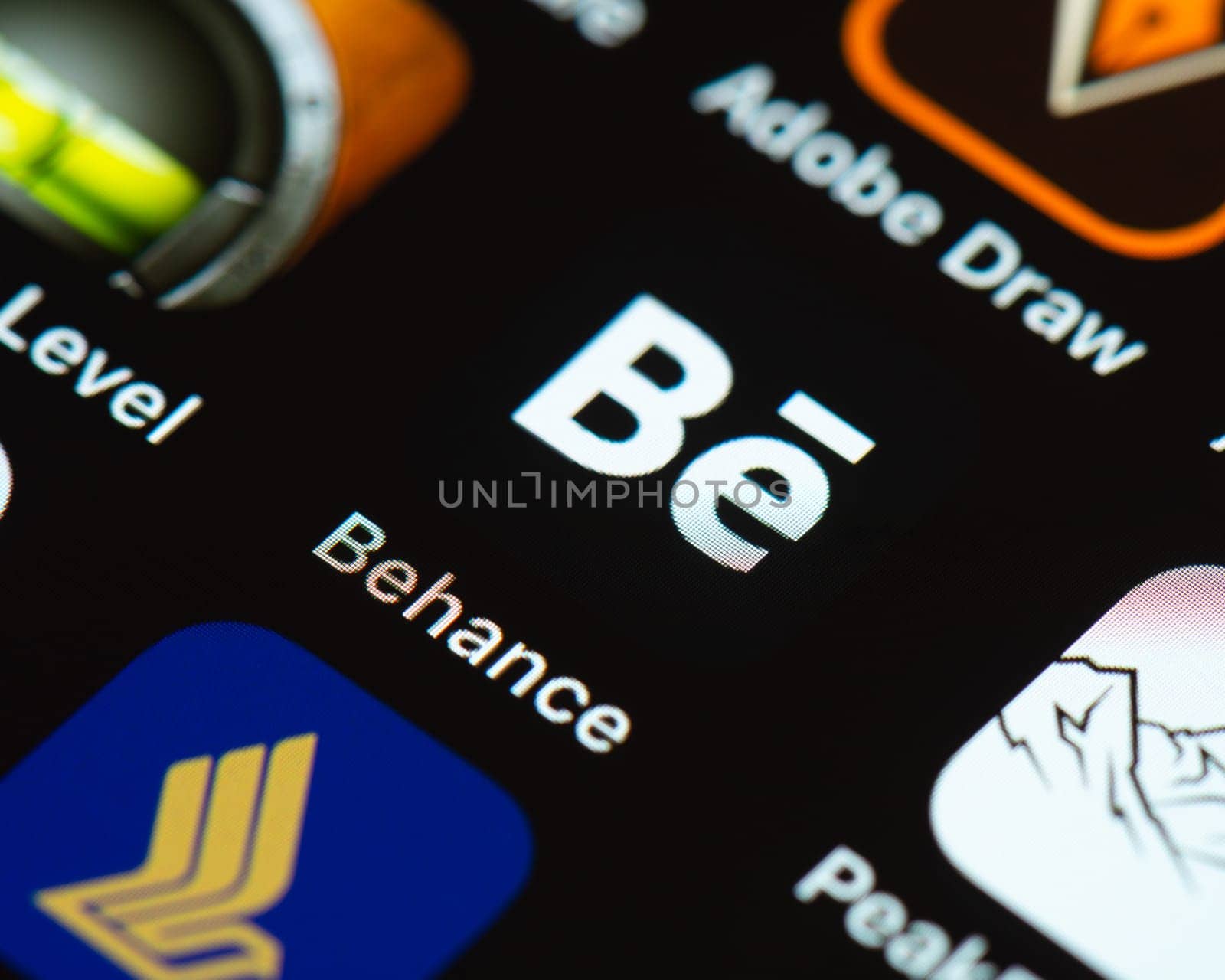 BAYONNE, FRANCE - CIRCA JANUARY 2021: Adobe Behance app icon on Apple iPhone screen. Behance is a social media platform for creatives, it is owned by Adobe.