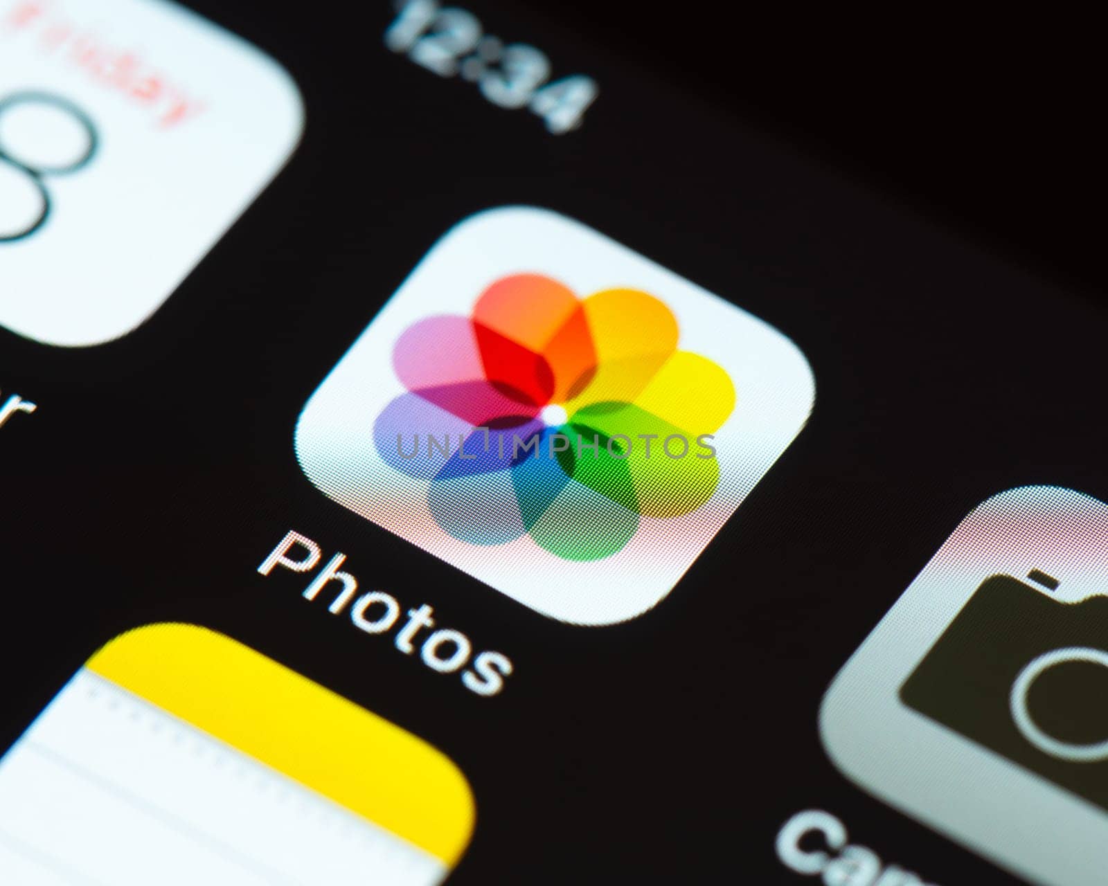 BAYONNE, FRANCE - CIRCA JANUARY 2021: Photos app icon on Apple iPhone screen