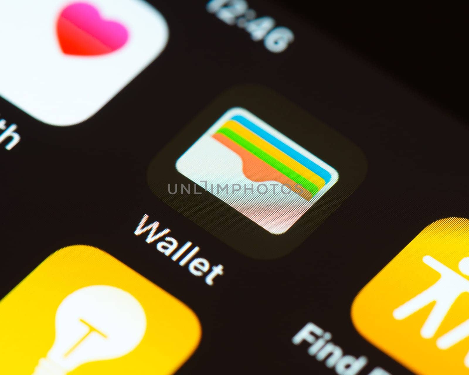 BAYONNE, FRANCE - CIRCA JANUARY 2021: Apple Wallet app icon on Apple iPhone screen.