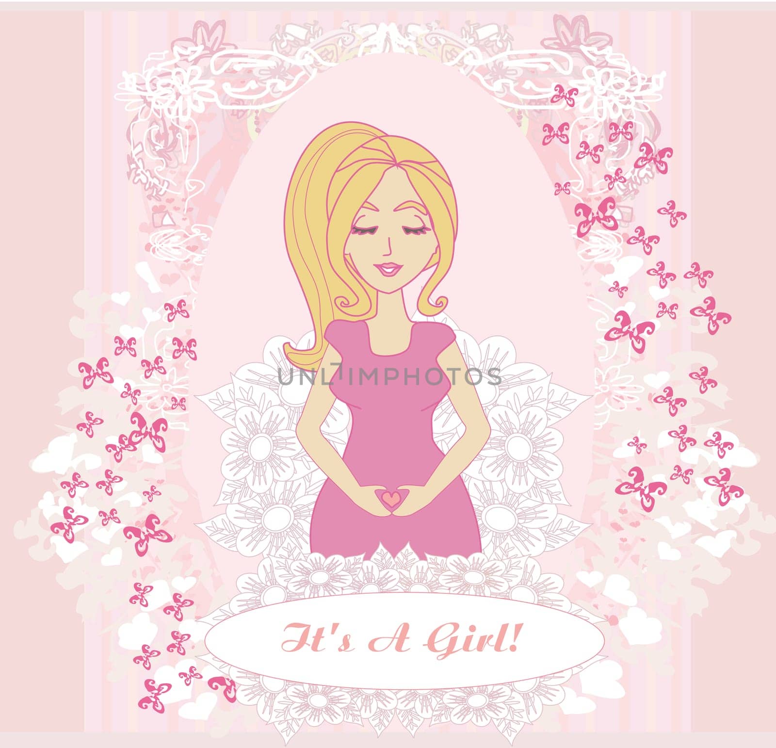 It's A Girl! - pregnant woman card
