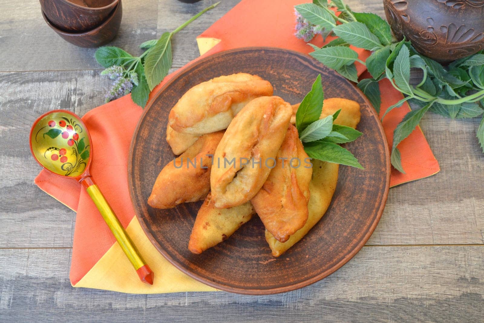 Traditional russian pies, good food for holiday, russian or belarusian patties, flat lay